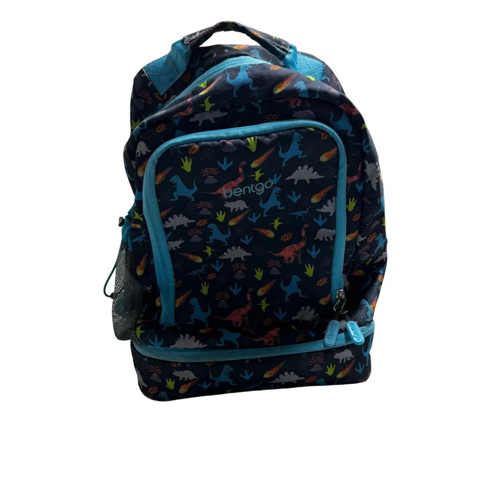 Bentgo Kids 2-in-1 Backpack Insulated Lunch Bag Dinosaur Print Navy Blue BGKBP-D